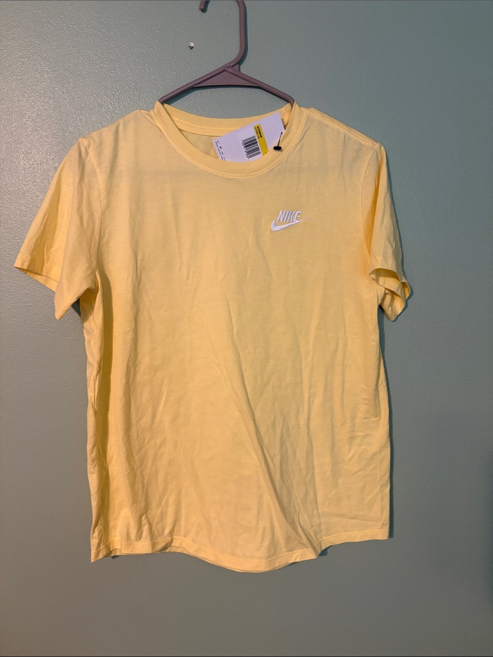 Nike Light Yellow Women's Crewneck Tee with White Swoosh